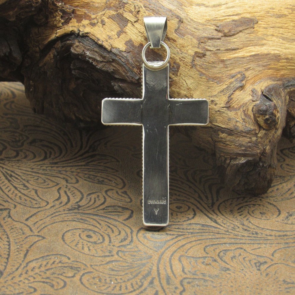 *Oxidized Sterling Silver Two Channel Cross Pendant