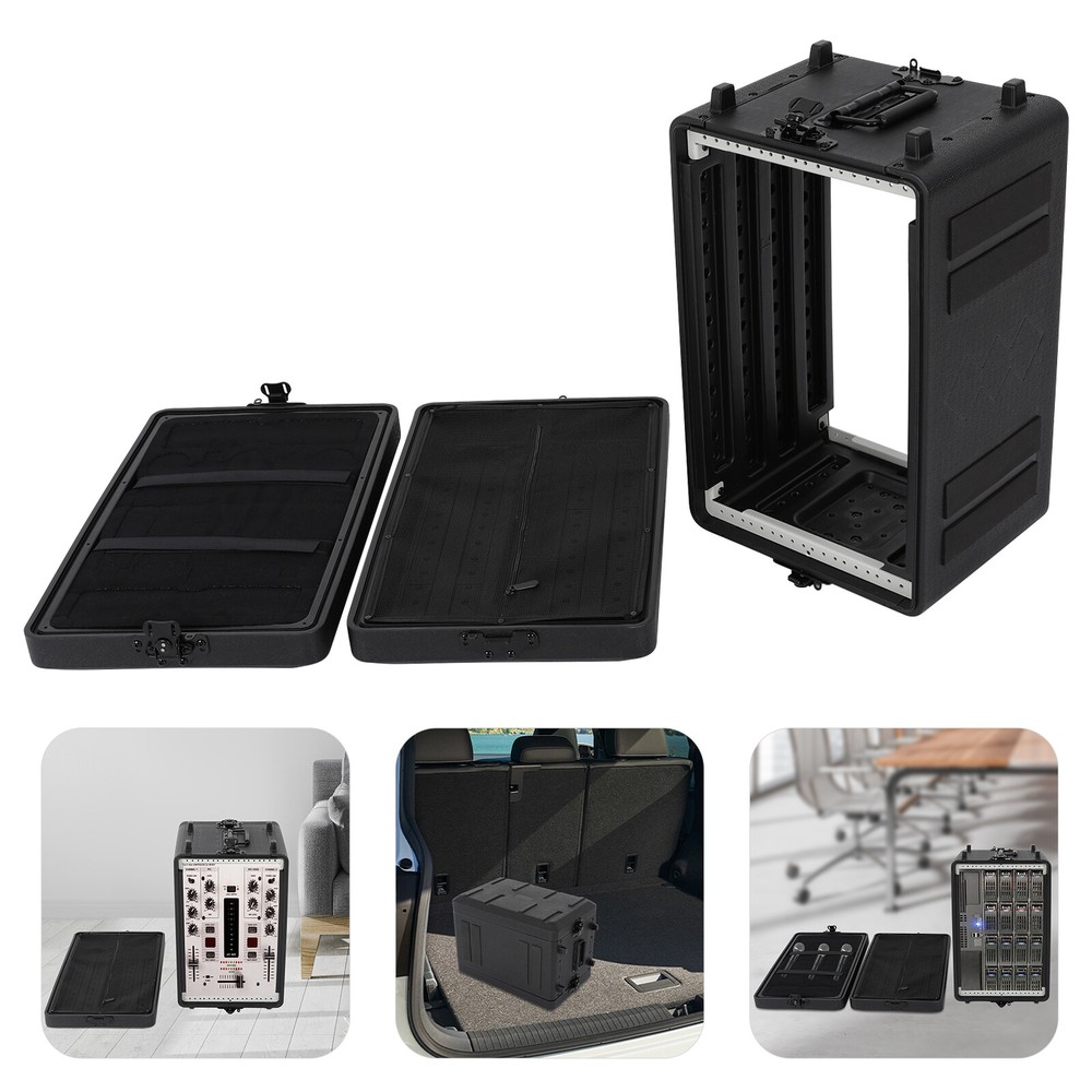 6U Rack Case 10 in Depth Rackmount Flight Case w/ Microphone Storage Compartment