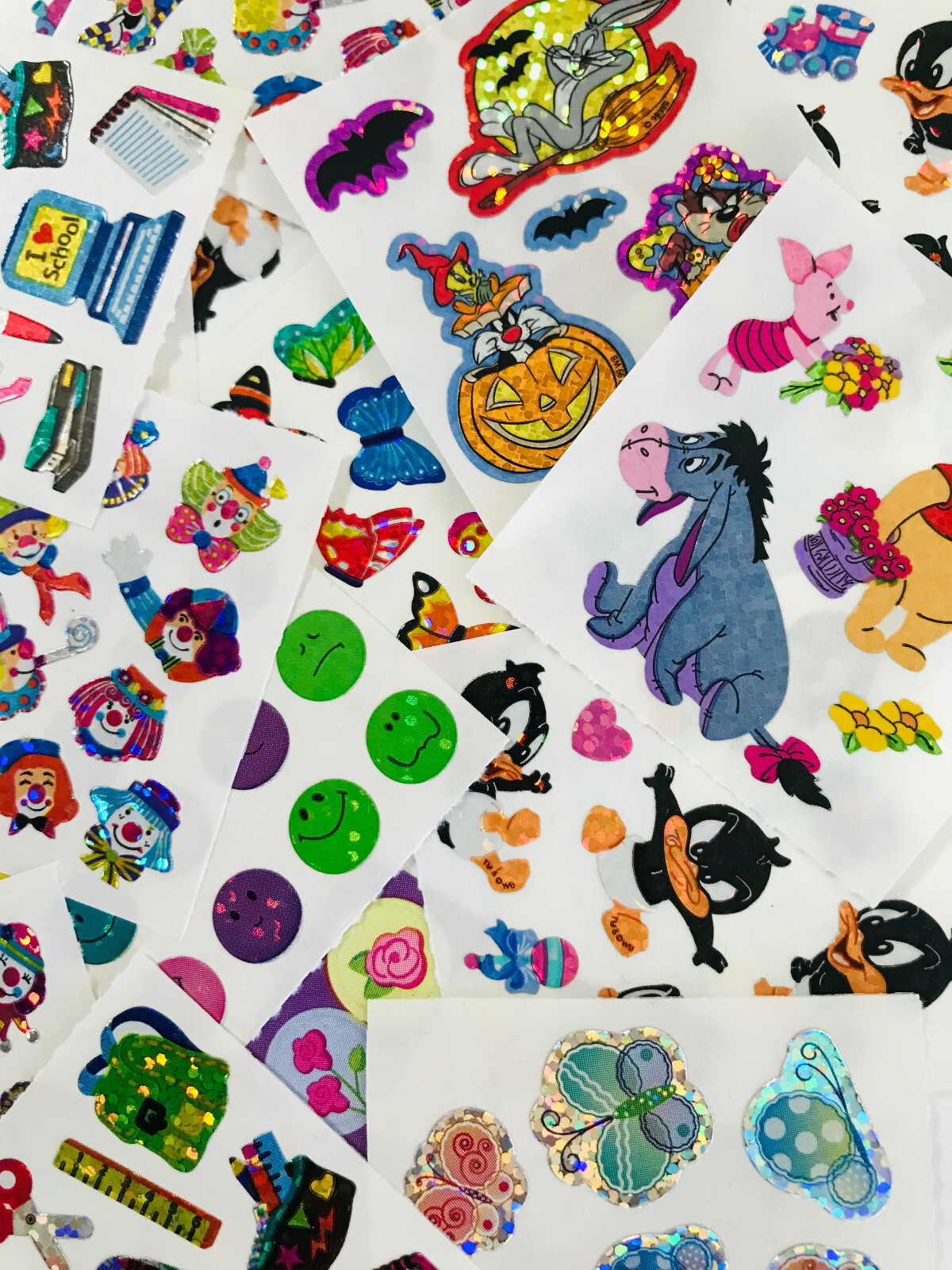 Sandylion Sticker Lot VTG Disney Pooh Toons Character Sparkle Prismatic Grab Bag