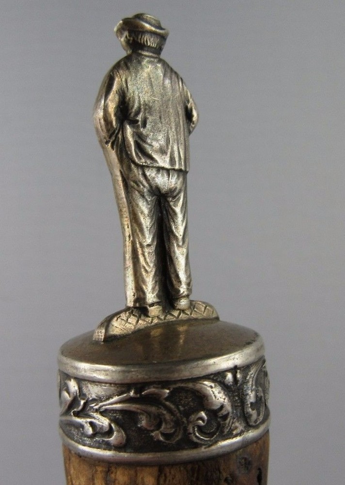Vintage Wine Stopper Figurine a Man Winemaker Silver
