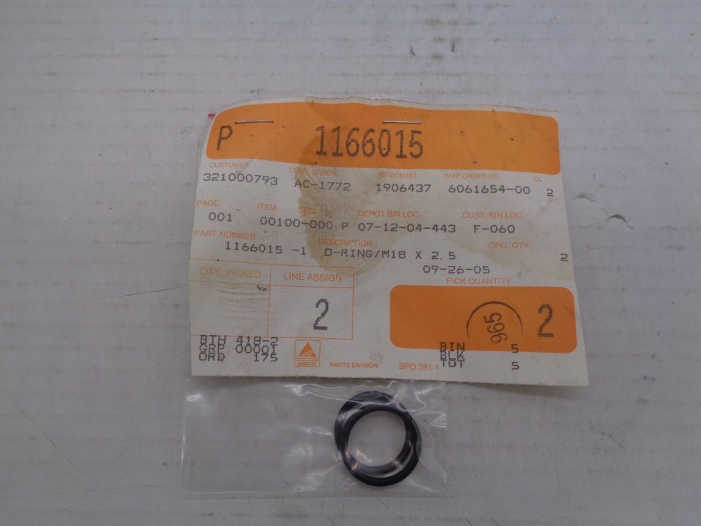 AGCO - O-RING PKG QTY 2 - 1166015 - BOX19