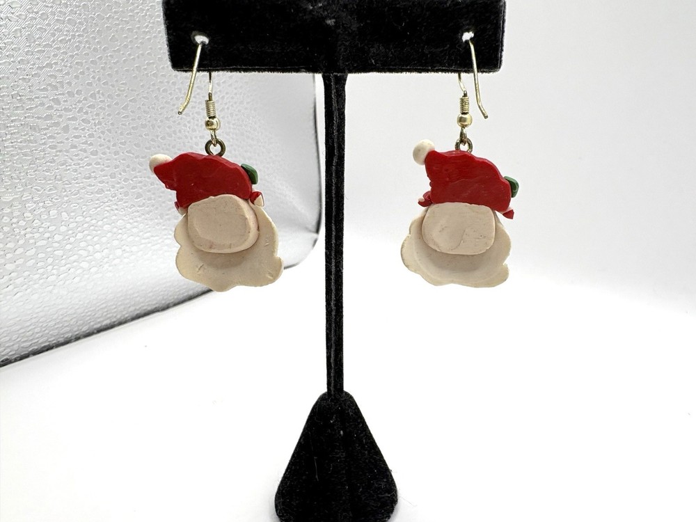 Kitschy Santa Polymer Clay Dangle Pierced Earrings