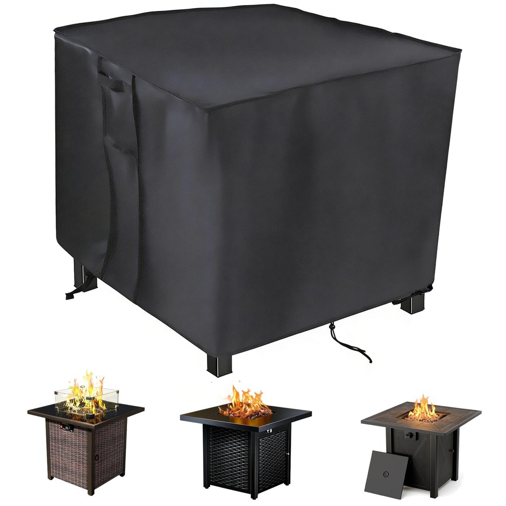 Fire Pit Cover, 28 inch Firepit Covers Square Gas Fireplace Fire Pit Table Co...
