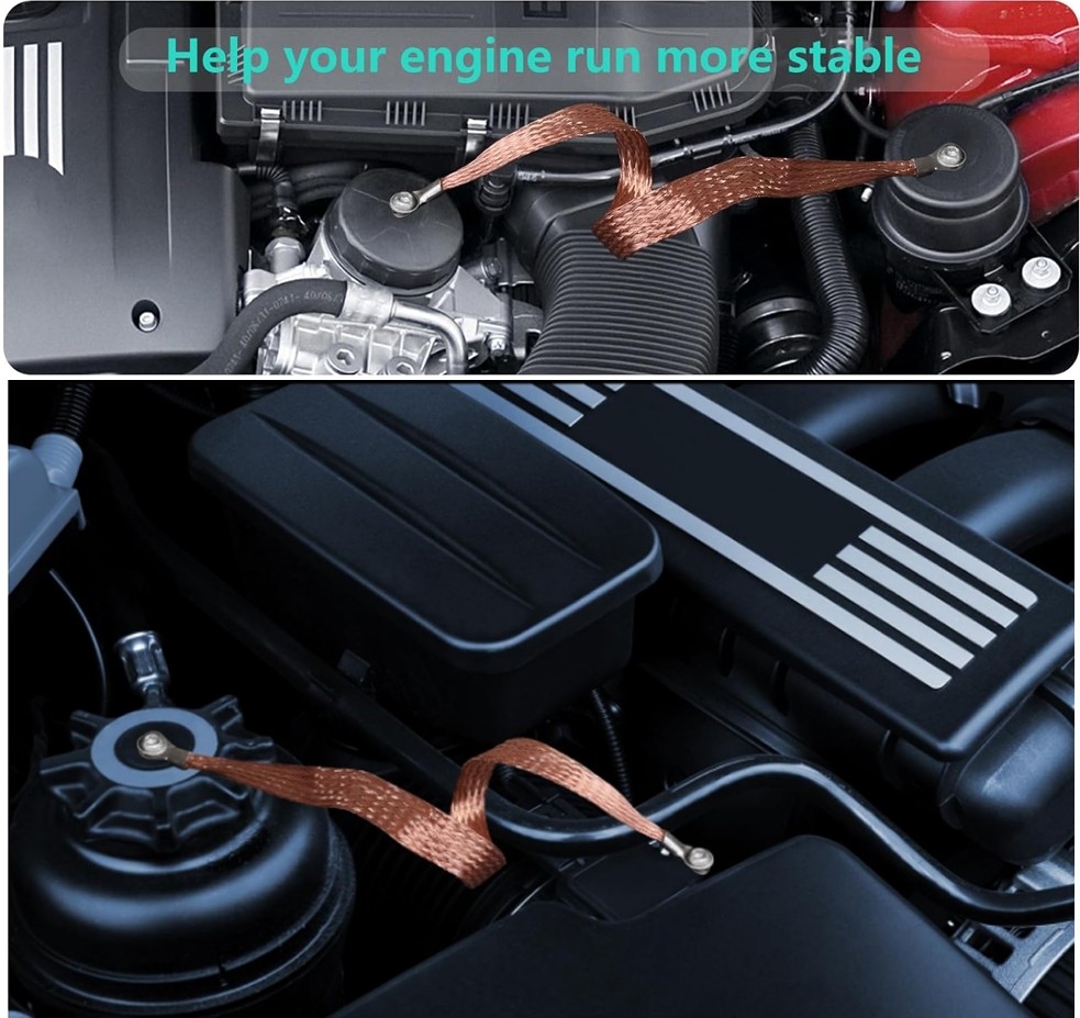 5x Engine Ground Strap Copper Cable Kit For Car Truck Firewall Engine Body Frame