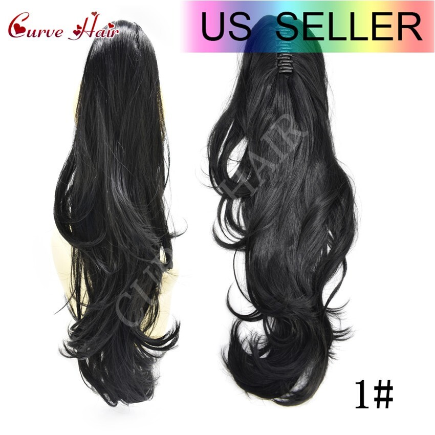 Claw Clip in Ponytail 22" Wavy Long Hair Piece Jaw Pony Tail Extension Synthetic