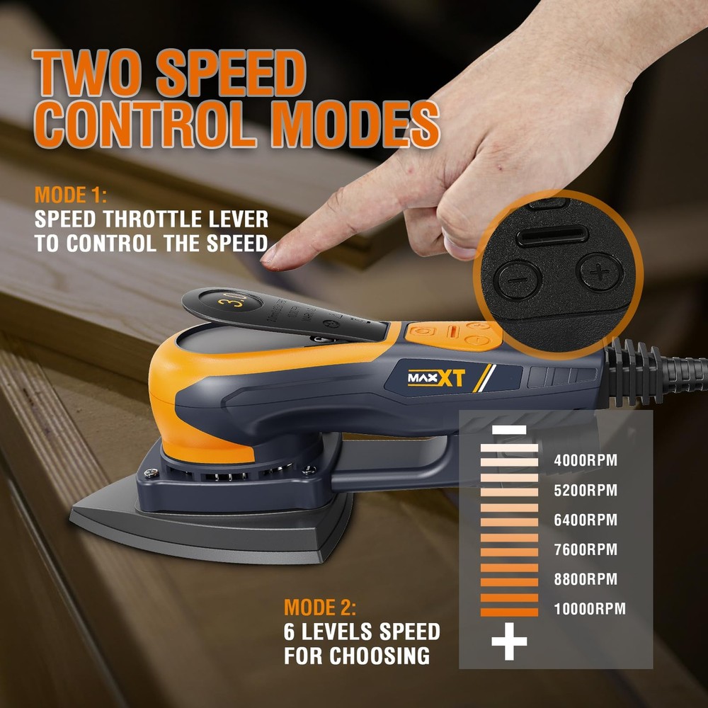 Mouse Sander, 350W Sander Tool with Advanced Dust Collection System, Low Vibr...