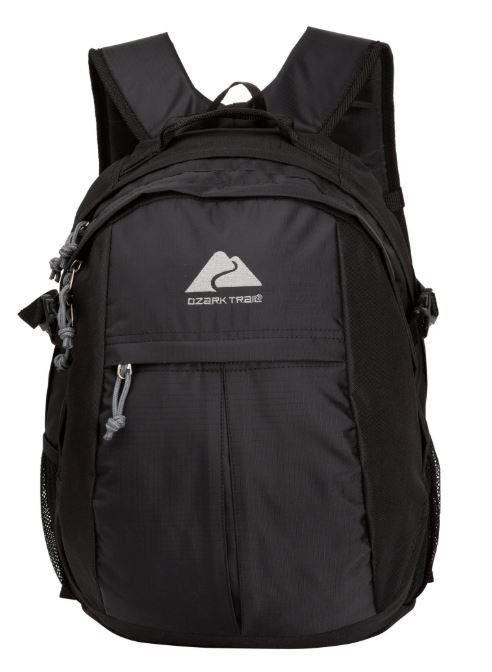 Ozark Trail Hiker Backpack 25 Liter, Black, Polyester, Adult, Teen