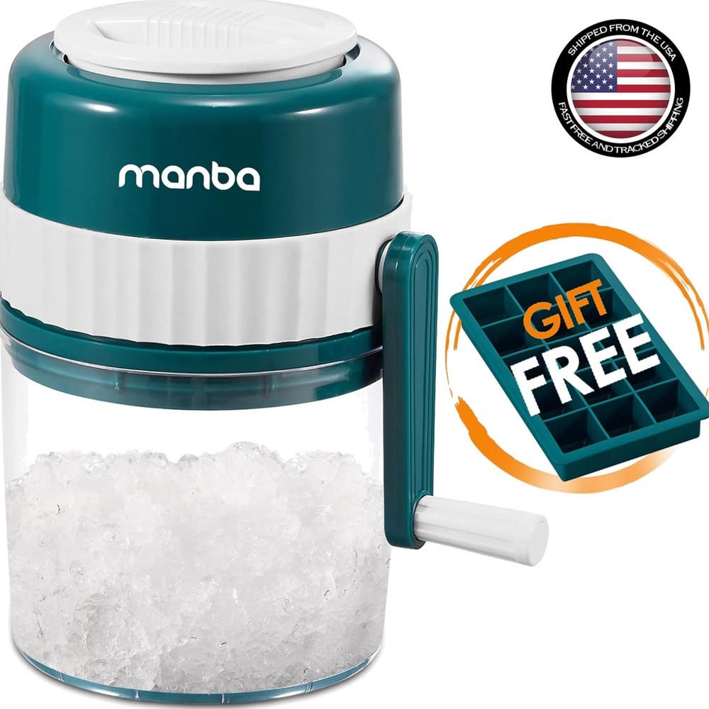 BPA-Free Ice Crusher Machine - Easy Manual Shaved Ice Maker with Trays Included