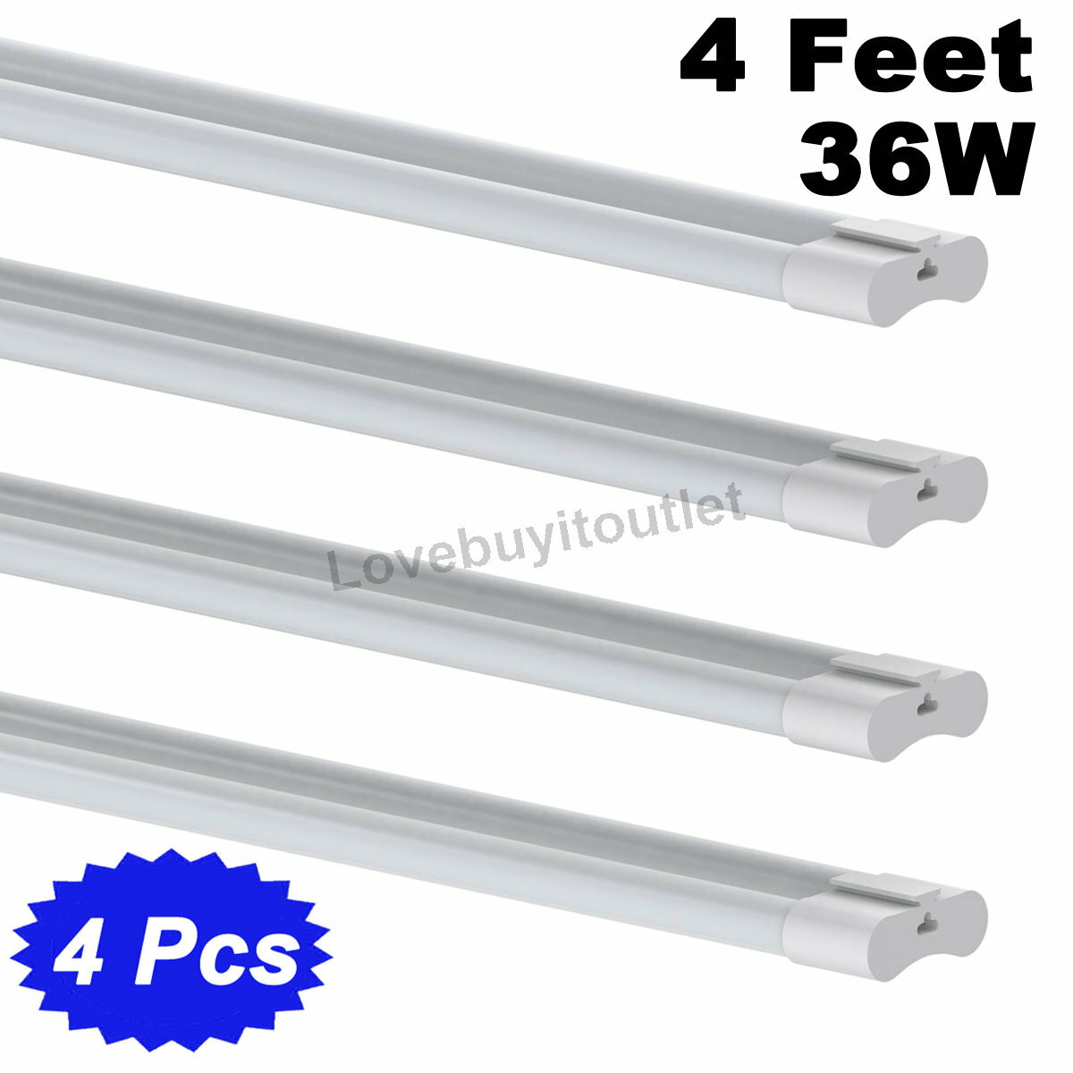 4 Pack 36W Double Tube Light Fixture LED Shop Light for Garage Daylight 6000K