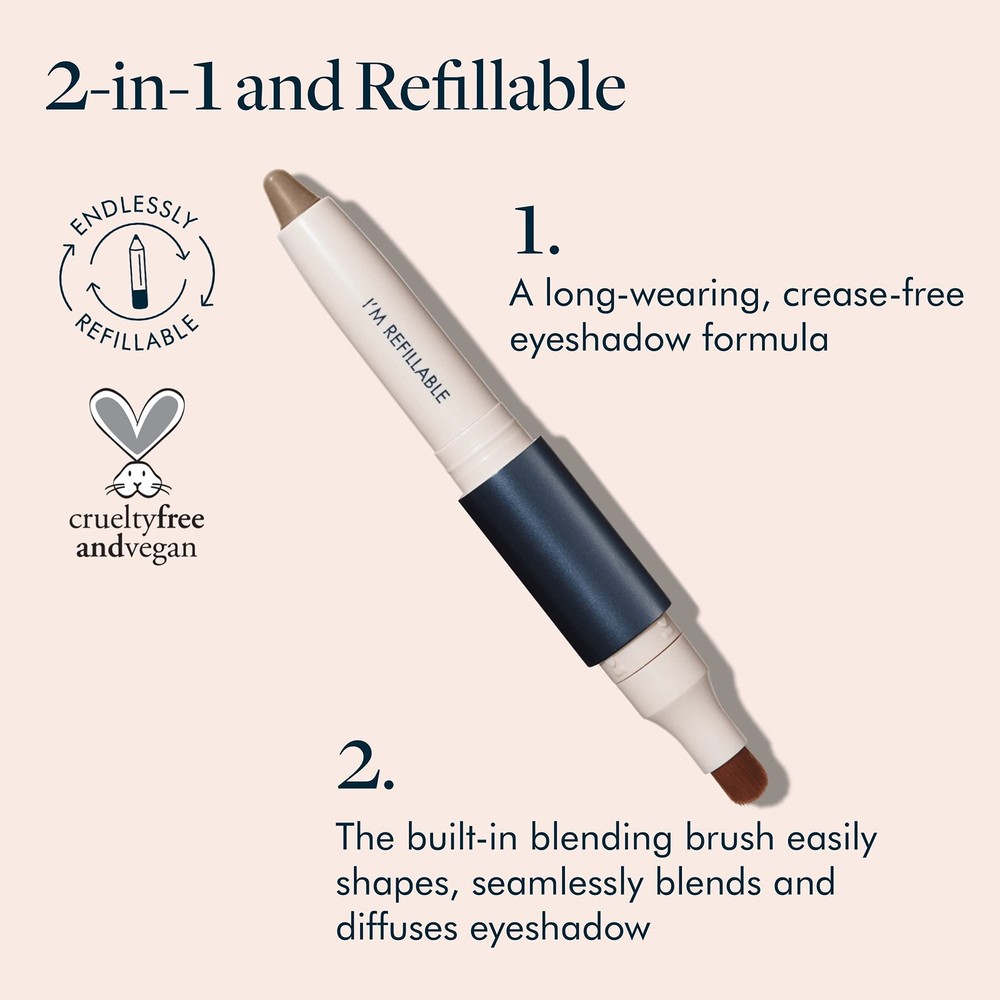 Shadow Crayon, Refillable Eyeshadow Crayon With Built-In Blending Brush, Sust...