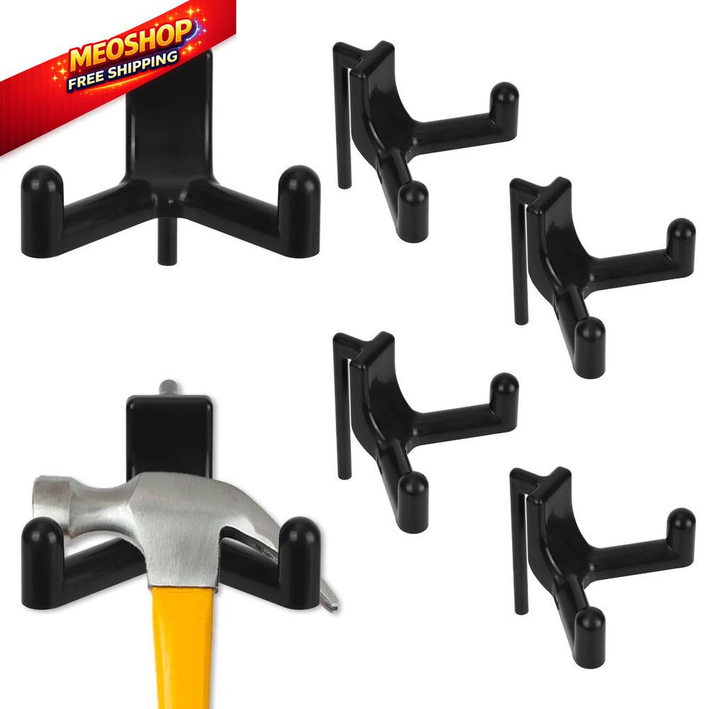 6pcs Shed Hooks for Rubbermaid Fasttrack, Plastic Multi Purpose Black