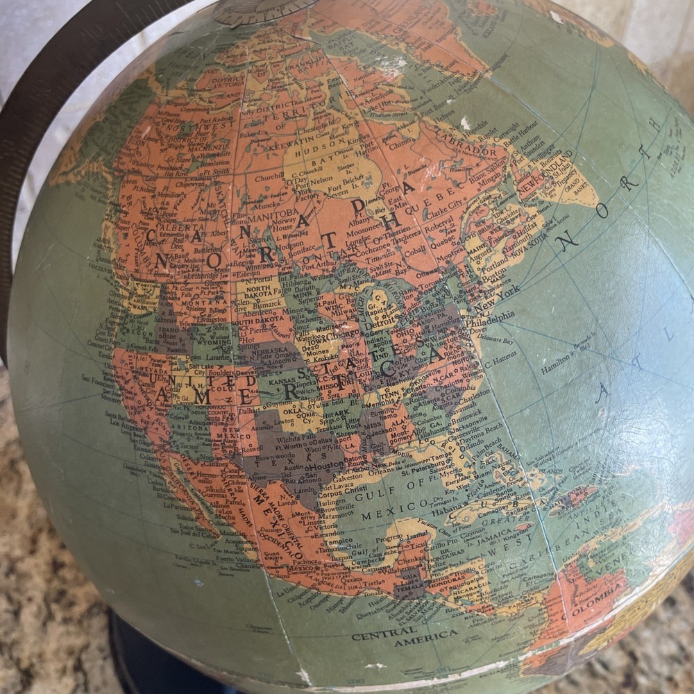 Vintage REPLOGLE 12 inch reference globe Made in USA year unknown