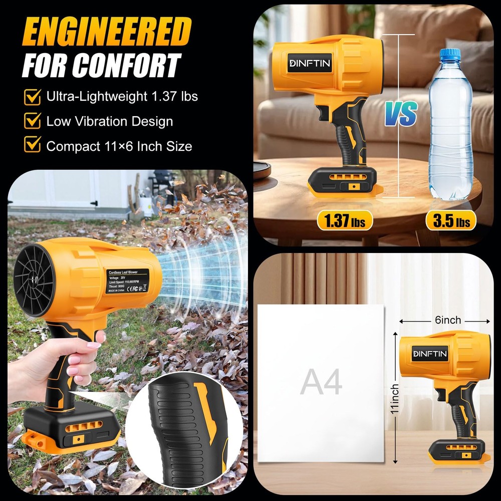 Brushless Cordless Leaf Blower Compatible for DeWalt 20V Battery(Tool Only), ...