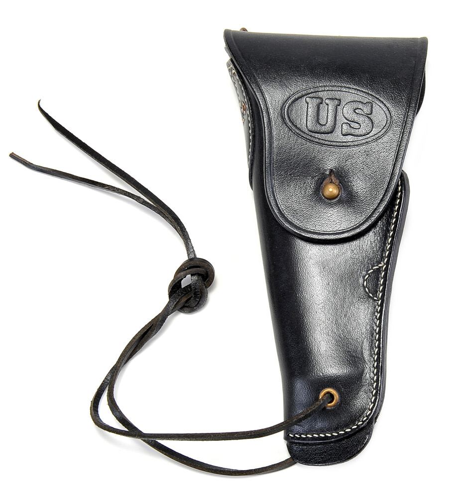 Black Leather US M1916 Colt 1911 .45 Holster Premium Drum Dyed Leather Left Hand