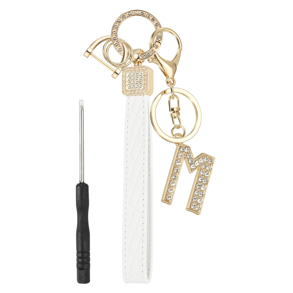 Leather Wristlet Keychain, Letter m Keychains