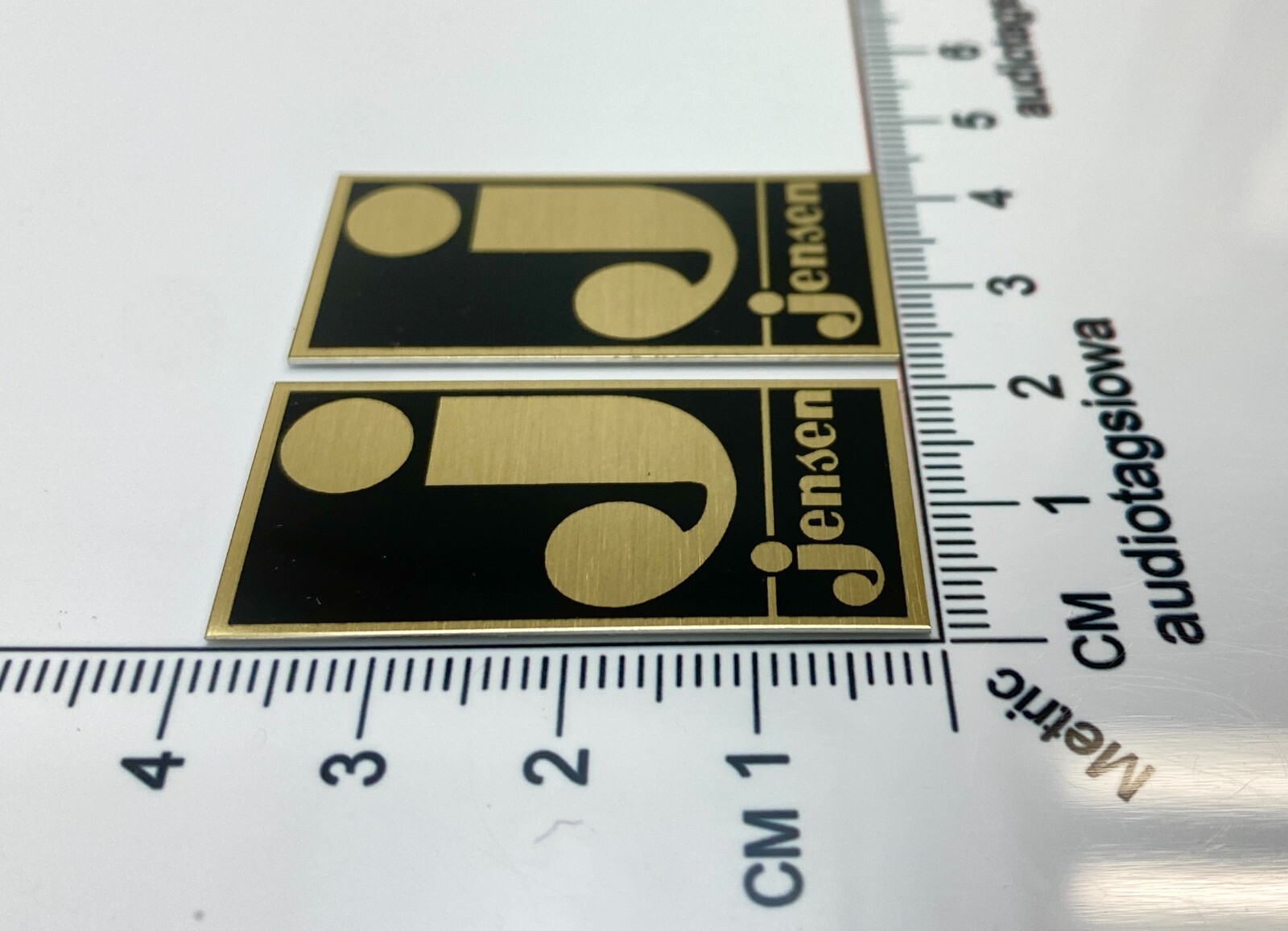 Jensen Gold Speaker Badge Logo Grill Custom Aluminum Pair Early Vintage Style