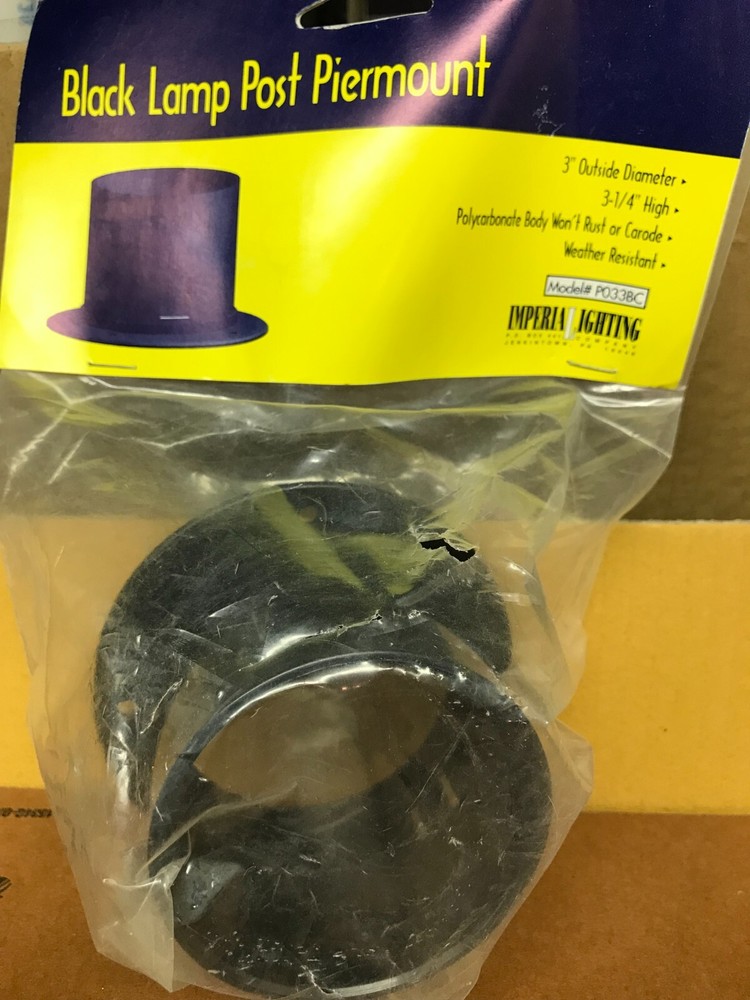 Black Lamp Post Base Piermount 3" Outside Diameter; 3 1/4" High