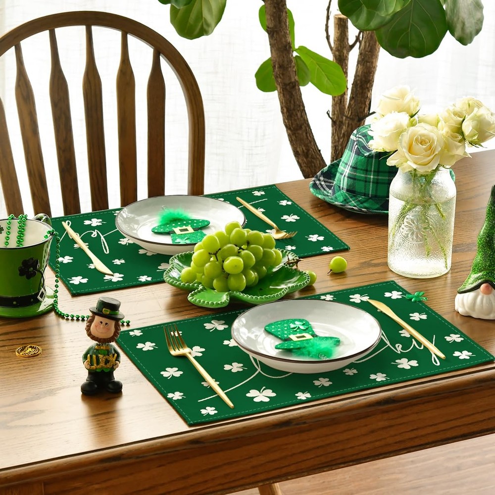 Artoid Mode Green Lucky Shamrock St. 12" x 18", Rectangular 4 Pcs,