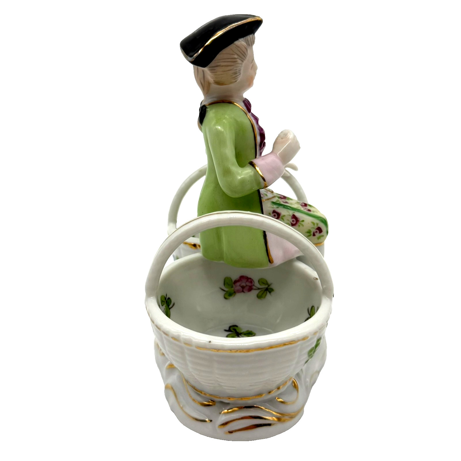 Andrea by Sadek Double Basket Porcelain Figurine Salt Cellars Occupied Japan