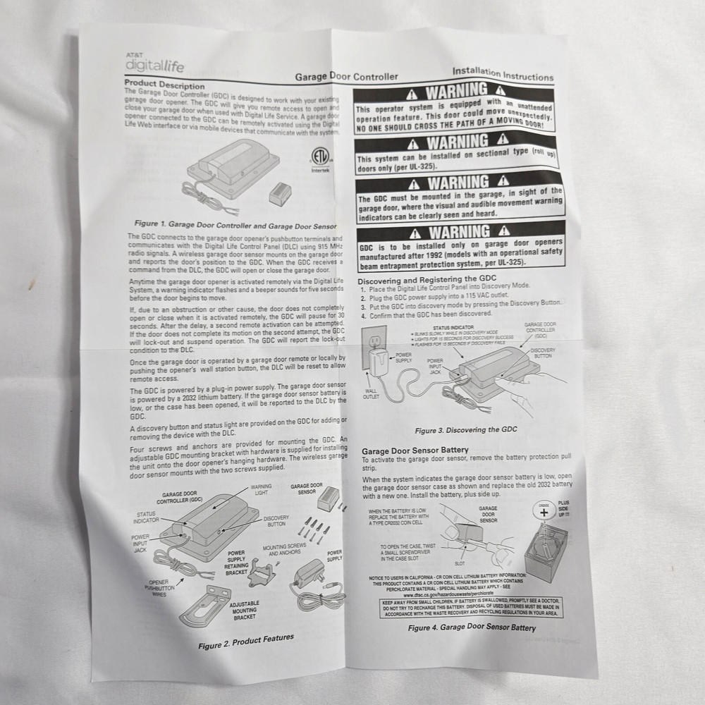 AT&T Digital Life Security Garage Door Controller NOB