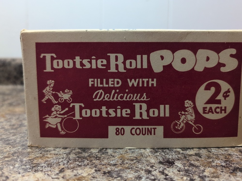 Vtg Tootsie Roll Pops Candy Box Empty