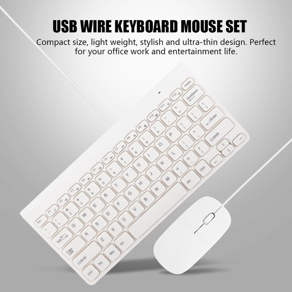 Wired Keyboard and Mouse, Ultra-Thin USB Keyboard Optical Mouse Set ComboFull...
