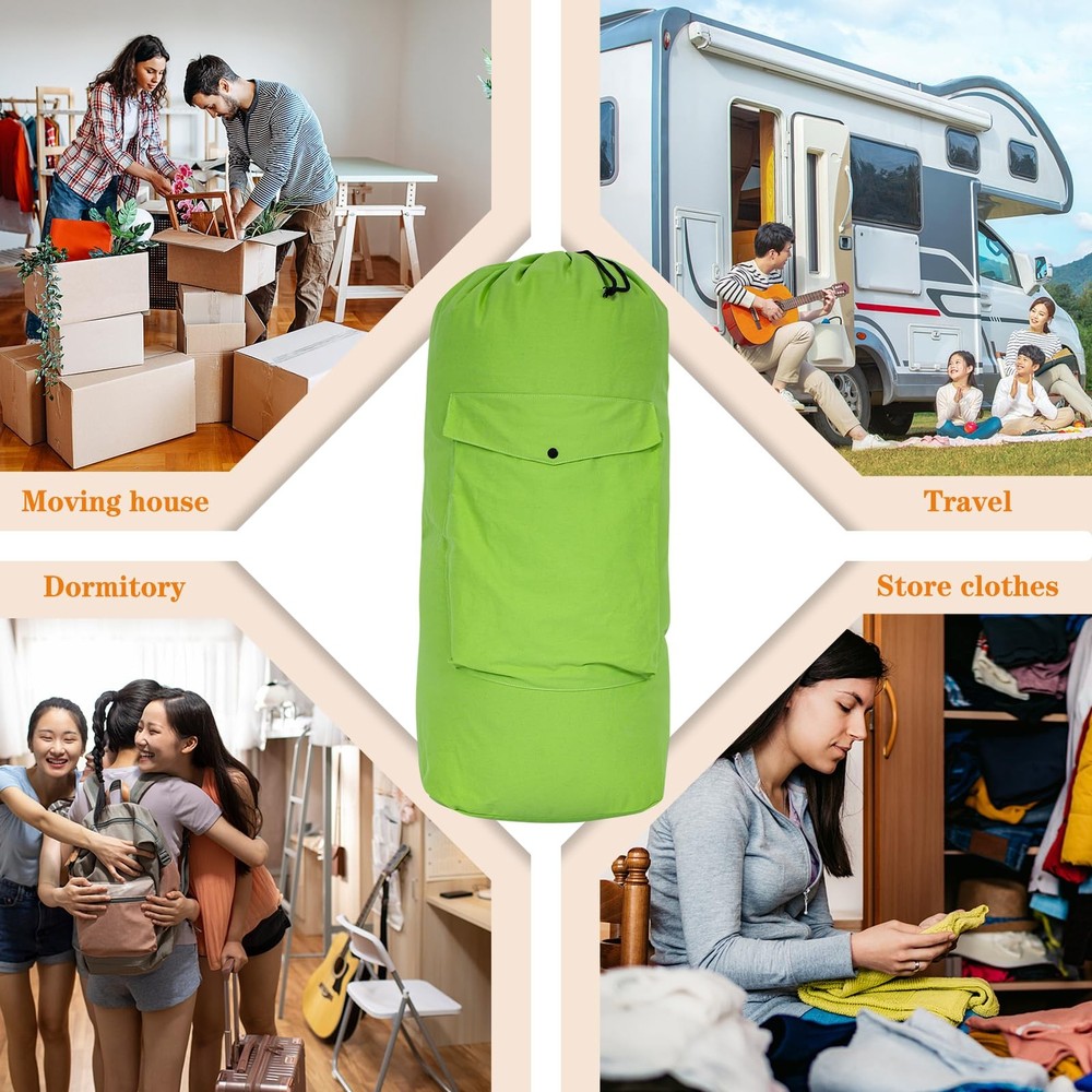 Canvas Backpack Laundry, Bag Shoulder Strap and Pockets, Durable Washable Lau...