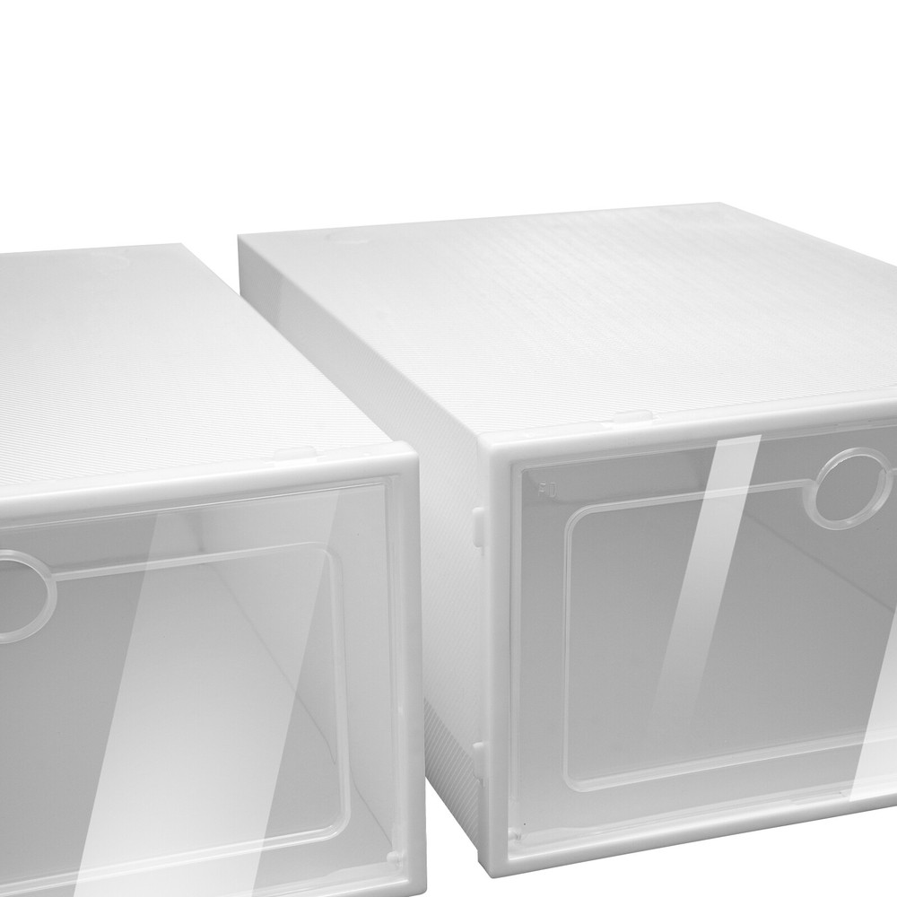 24 Pack Shoe?box Shoe Storage Clamshell Shoebox Plastic Stackable Shoe Storage
