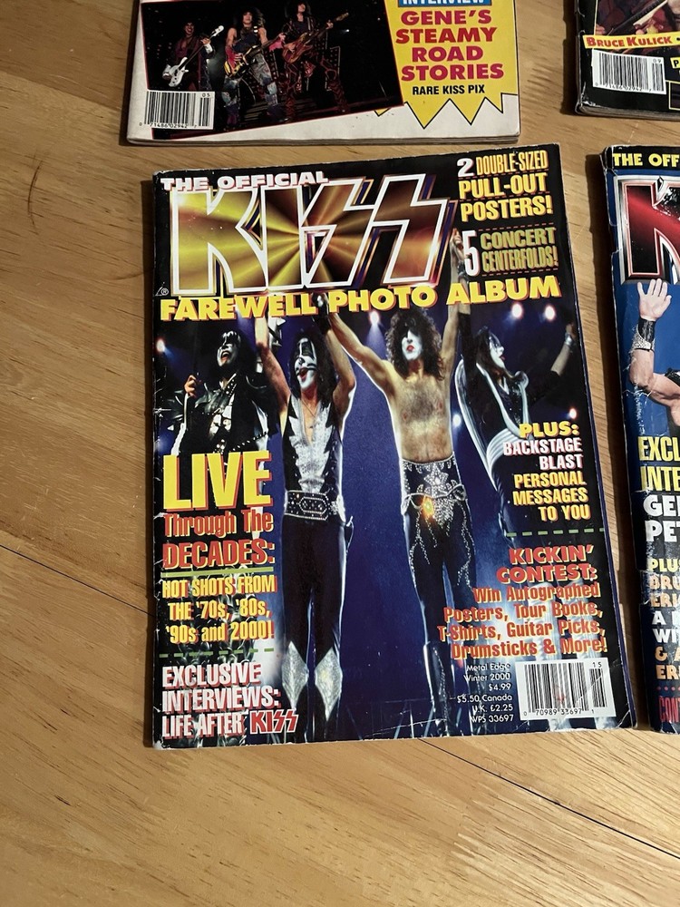 LOT OF 4 Kiss Vintage Guitarist Tours, 2 Farwell magazines Posters Rock Metal