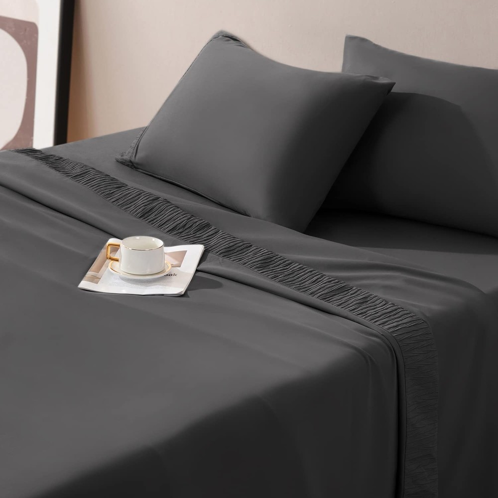 Bedding Bed Sheets Set - 1800 Thread Count Soft Sheets, Cooling Microfiber Be...