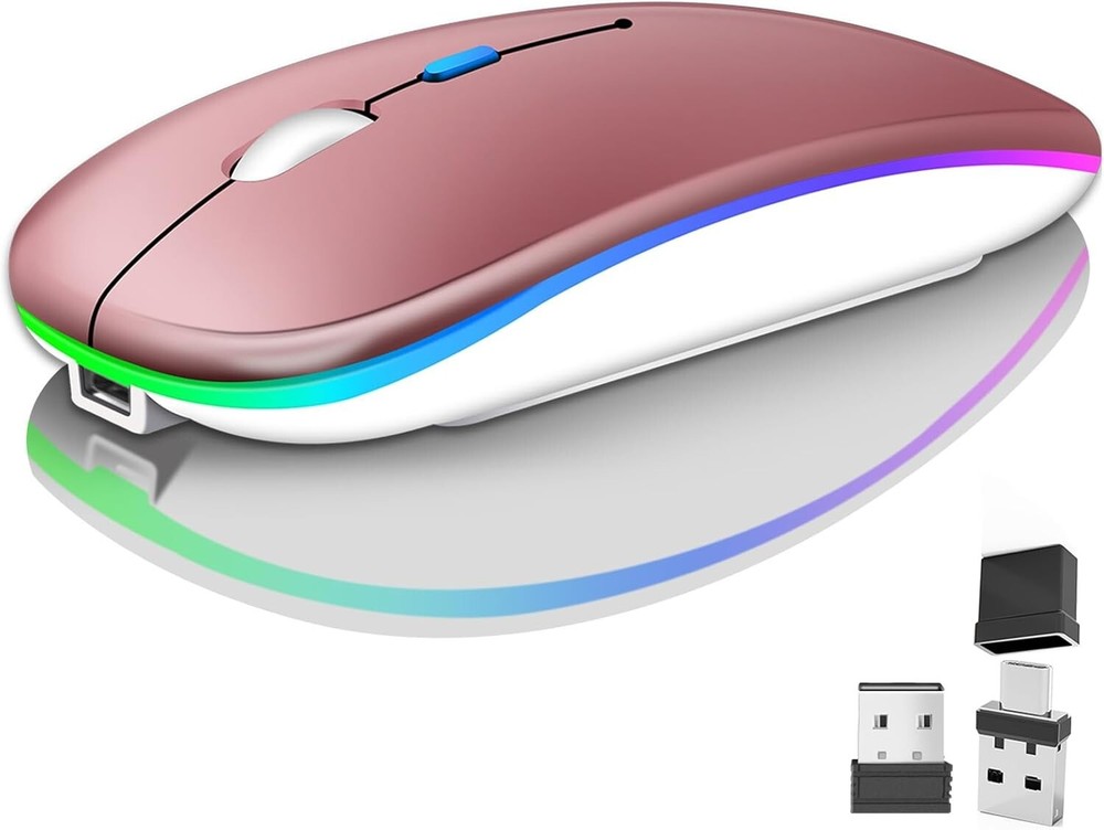 Wireless Bluetooth Mouse for Laptop, Rechargeale Computer Mouse 2.4GHz Optical (
