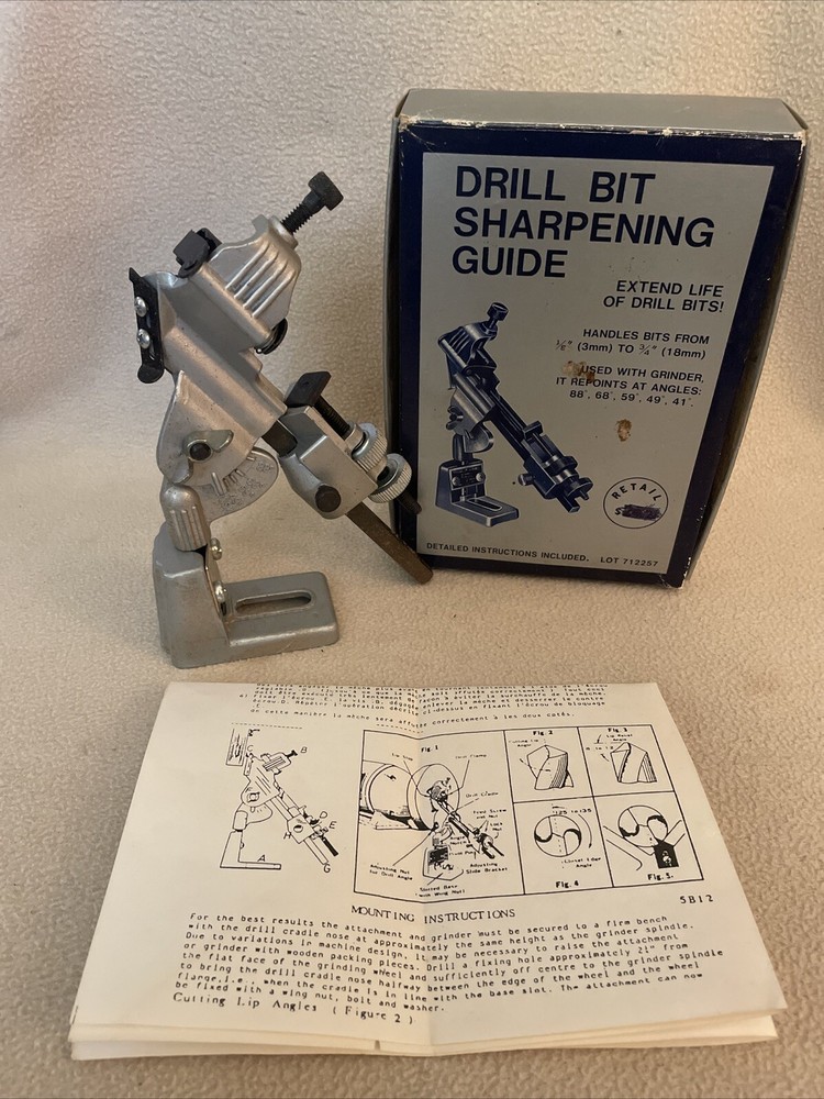 Vintage Drill Bit Sharpening Attachment No. 712257 with Box & Instructions