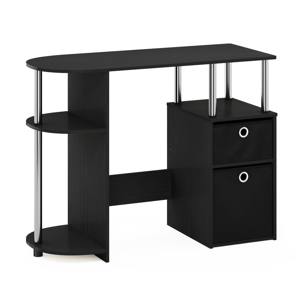Simplistic Computer Study Desk W Bin Stainless Steel Tubes & Space Saving Design