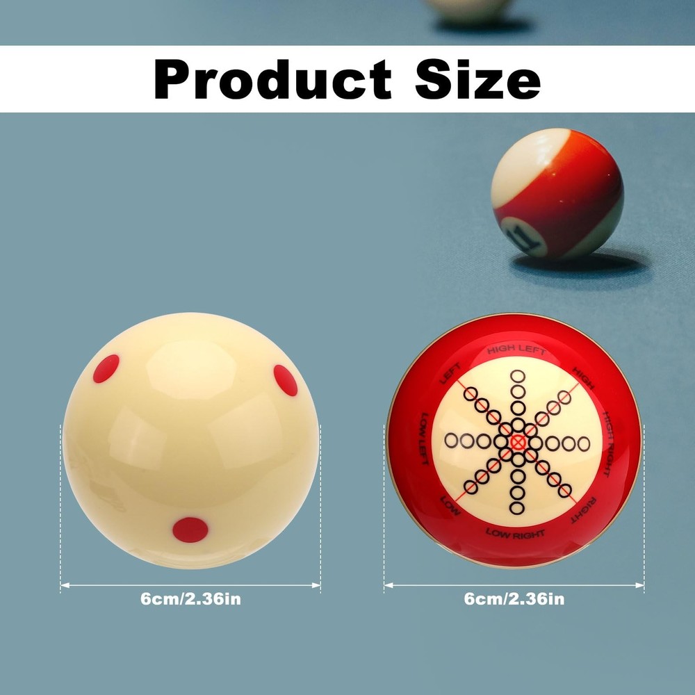 2pcs Billiard Training Cue Ball, Pool Training Balls Billiards Practice Acces...