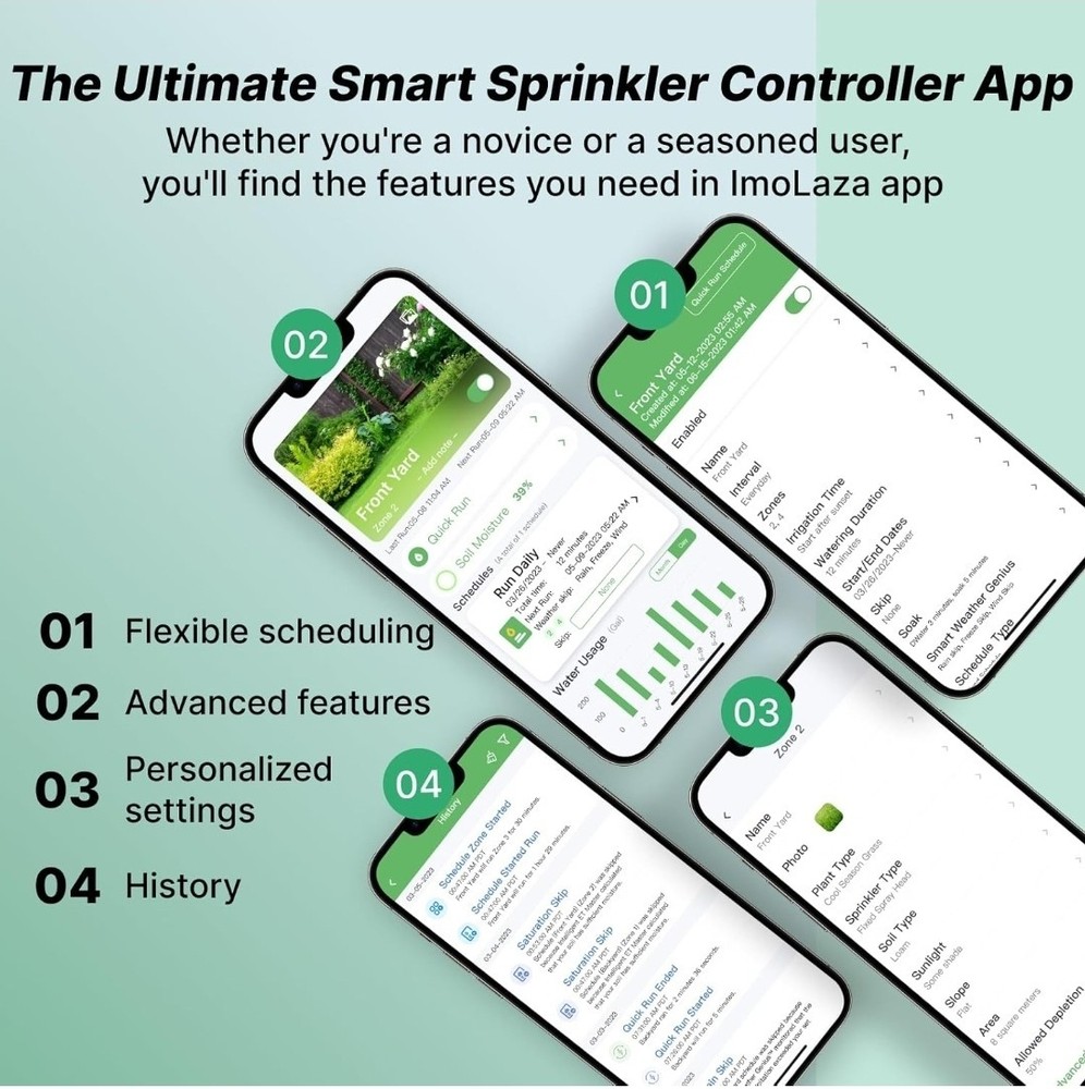 Imolaza Smart Sprinkler Controller, 16 Zone WiFi Irrigation Controller With App