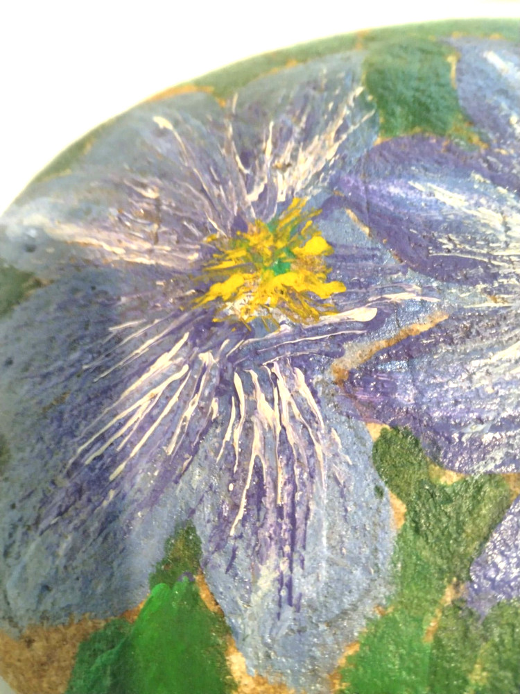 Art Rock Hand Painted Flower Patch