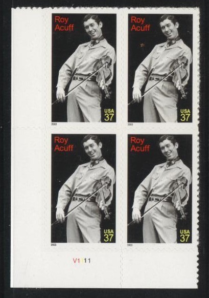 Sc # 3812 ~ Plate Block ~ 37 cent Roy Acuff Issue (da7)