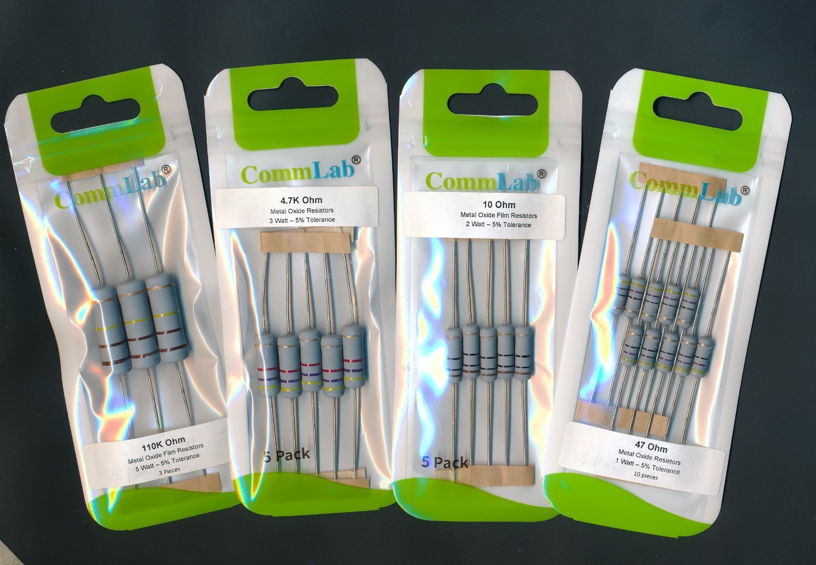 2W Metal Oxide Resistors 5 Pack 0.33-2.2M ohm PREMIUM 5% 2 Watt You choose Value