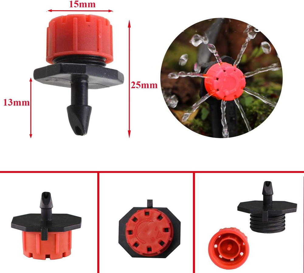 200Pcs Adjustable Drip Irrigation Emitters, 1/4Inch Adjustable Micro Drip Irriga
