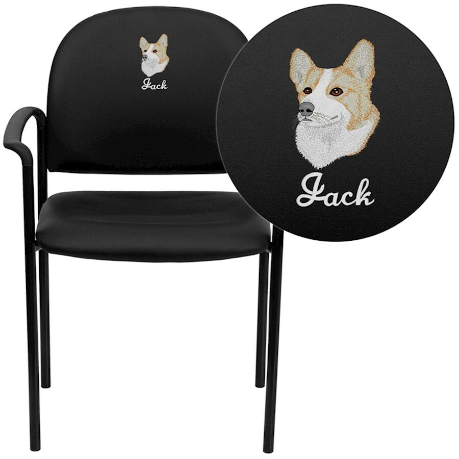 Flash Black Vinyl Stackable Side Reception Chair - BT-516-1-VINYL-EMB-GG