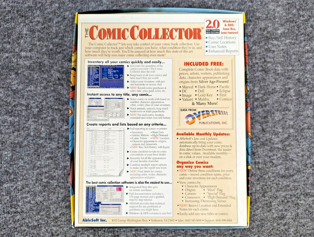 The Comic Collector 2.0 PC Price Guide Software (1994) - AbleSoft Inc. - EUC