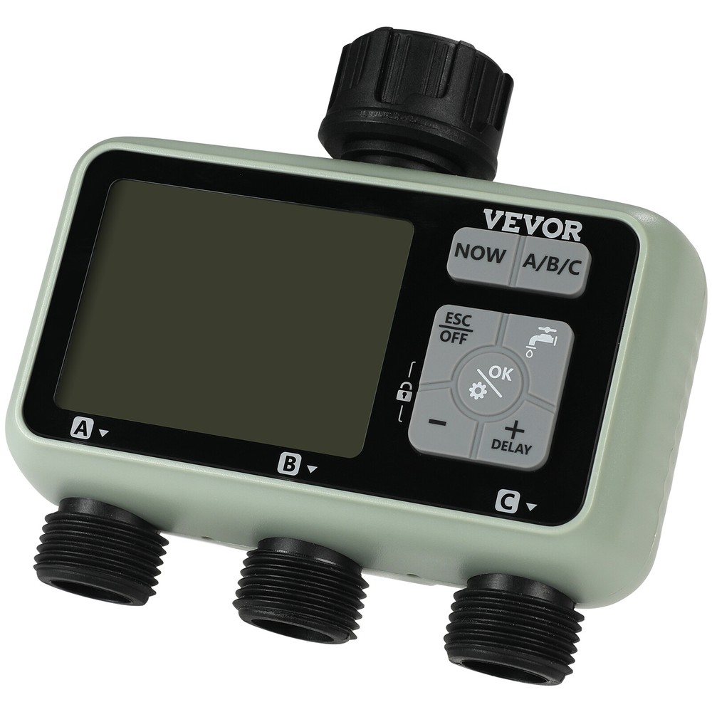 VEVOR Water Timer 3 Outlets Hose Watering Sprinkler Timer LCD Rain Delay Mode
