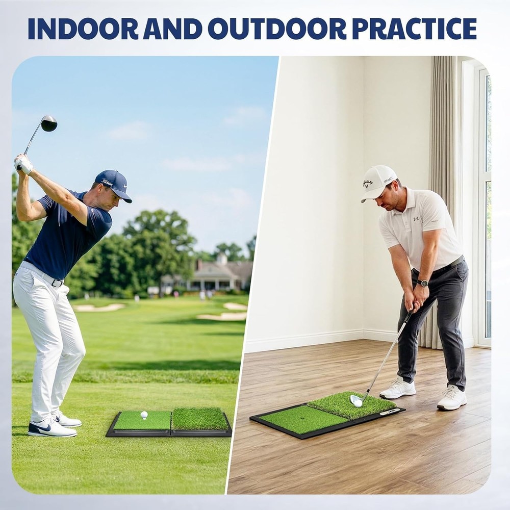 Golf Hitting Mat with Heavy Rubber Base, Foldable Golf Practice Mat for Indoo...