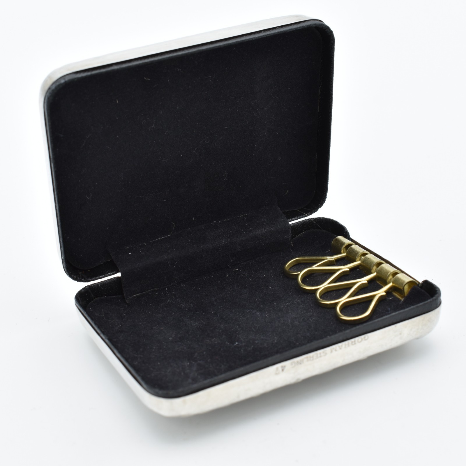 Vintage Gorham Sterling Silver Key Case Box 47 Floral Double Sided USA