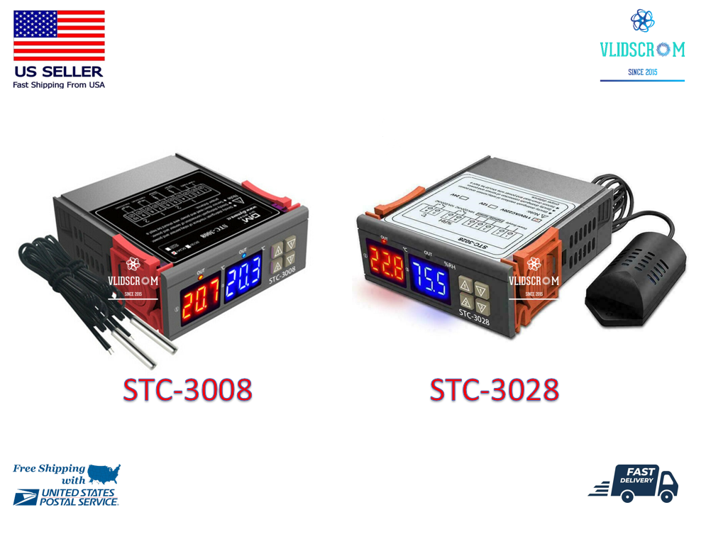 STC 3008/3028 Intelligent Digital Display Temperature Humidity Controller AC DC