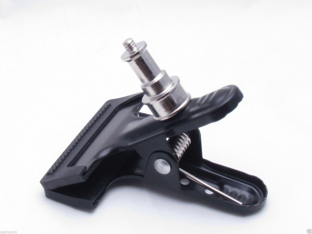 2 Metal Clip Clamp 1/4 Screw Adapter Light Stand Pole Flash Mount Bracket Camera