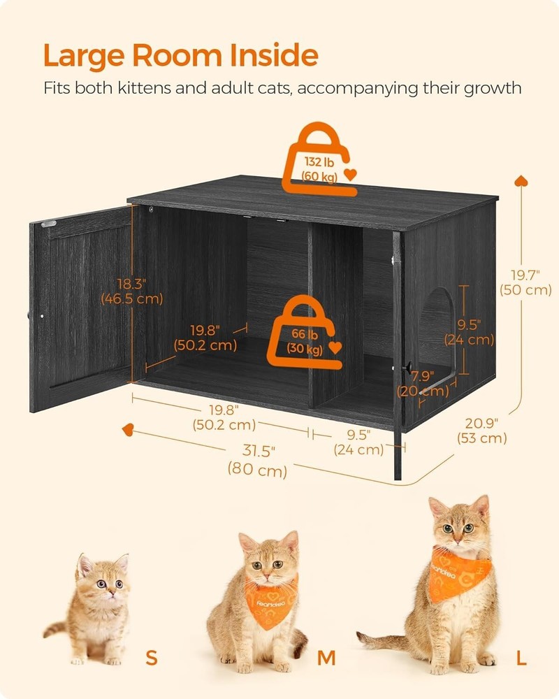 Elegant Multi-Functional Cat House & Litter Box Enclosure - Easy Assembly 20.9"