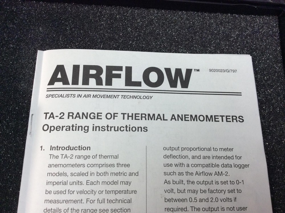 Airflow Thermal Anemometer Model TA-2 w/ Case