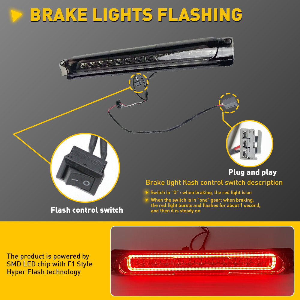 Led 3rd Third Brake Light Cargo For Ford 2000-2005 Excursion Red+white Smoked