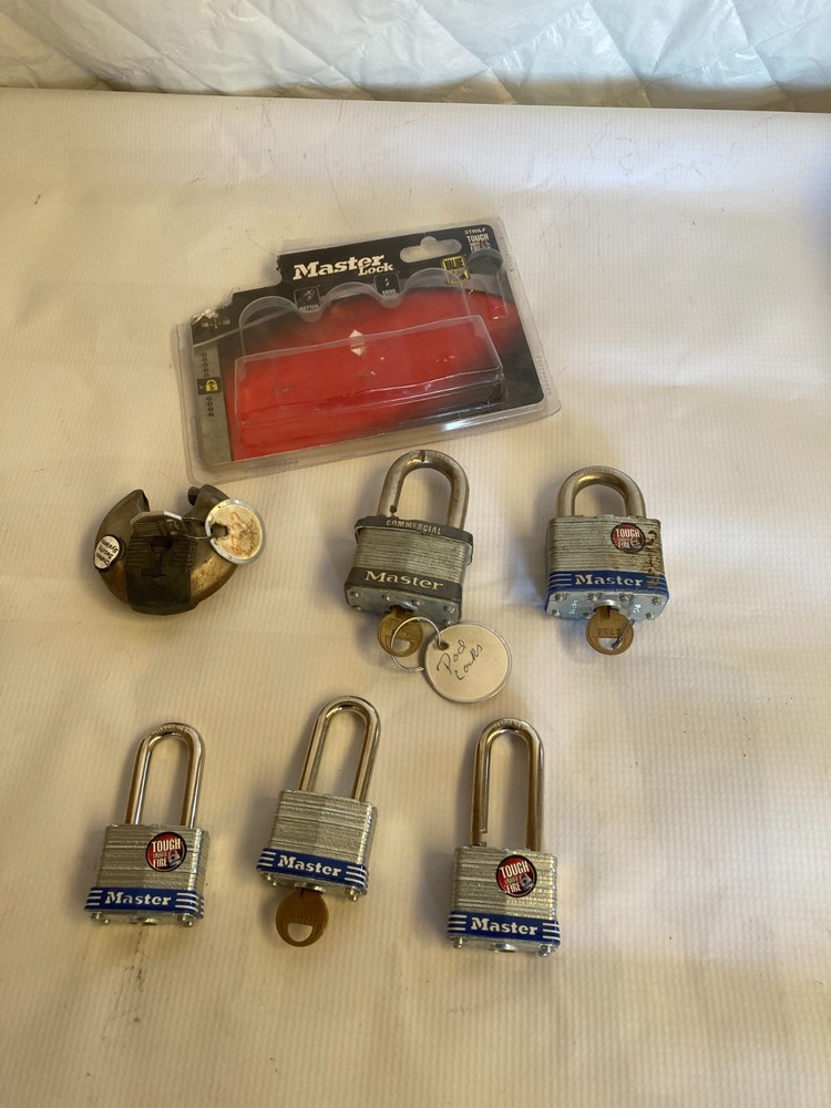 Master Locks (SIX PACK) Heavy Duty No. 3 + Commercial (4 KEYS)